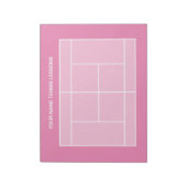 コーチング用のピンクテニスコートのレイアウトメモ帳 ノートパッド (回転)