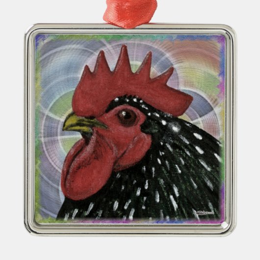 コーチン： 装飾的な鶏の頭 メタルオーナメント (正面)