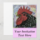 コーチン:装飾的な鶏の頭 招待状 (正面/裏面)