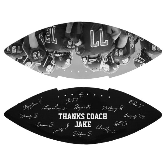 コーチ感謝していーすべてのプレイヤーがb&w写真に署名した名前 アメリカンフットボール (パネル)