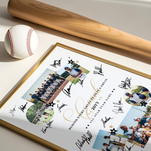 コーチ感謝フォトコラージチームの署名 ポスター