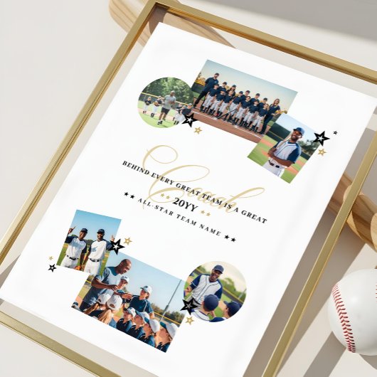 コーチ感謝フォトコラージチームの署名 ポスター