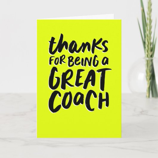 コーチ明感謝しているいネオンイエローおもしろいスポーツ カード (正面)