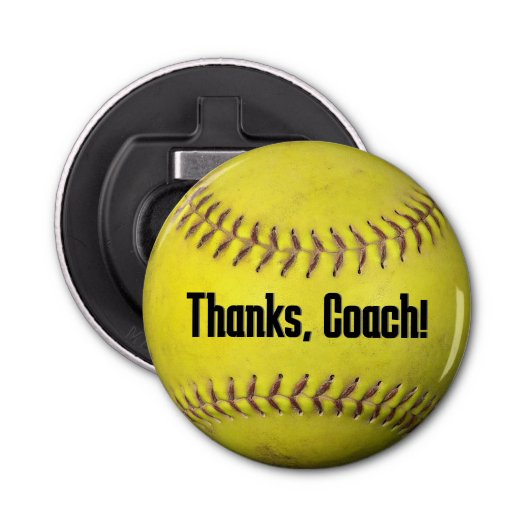 コーチ用イエローソフトボール 栓抜き (正面)