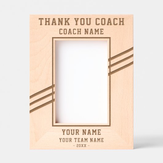 コーチ選手の名前チームスポーツありがとう レーザー彫刻フレーム (正面)