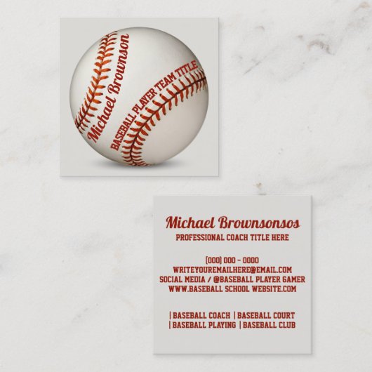 コーチ選手スクールスポーツ野球 スクエア名刺 (正面/裏面)