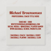 コーチ選手スクールスポーツ野球 スクエア名刺 (裏面)