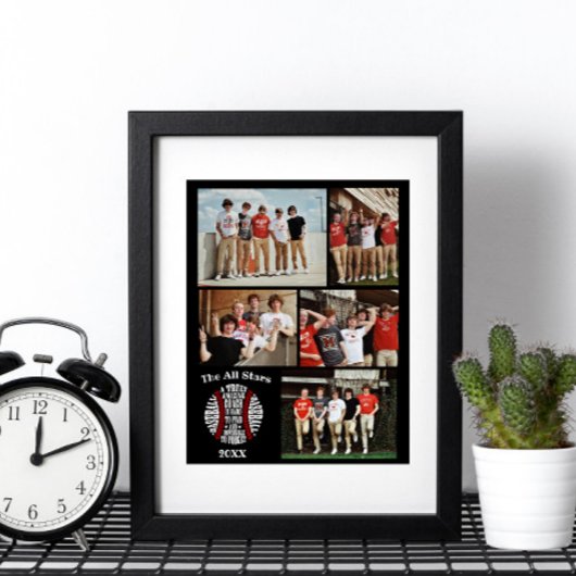 コーチ野球フォトコラージュ名チーム# ポスター