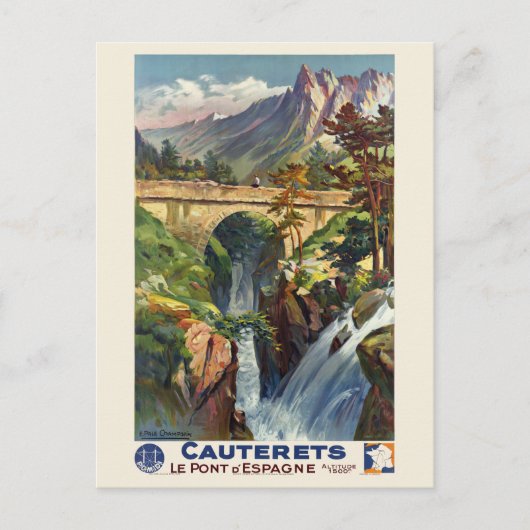 コーテレルポンデスポンフランスヴィンテージポスター ポストカード (正面)