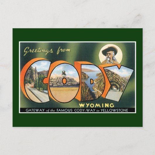 コーディからのご挨拶ワイオミング！ヴィンテージポストカード ポストカード (正面)