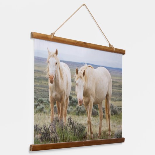 コーディのプリアールで暴れ回る野馬 吊り下げ型タペストリー (傾斜あり)