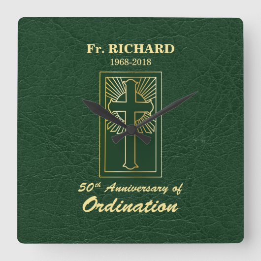 コーディネーショングリーンから50周年をカスタマイズ スクエア壁時計 (正面)