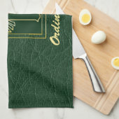 コーディネーショングリーンレザールック50周年 キッチンタオル (四つ折り)