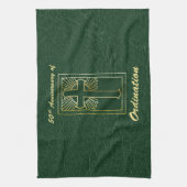 コーディネーショングリーンレザールック50周年 キッチンタオル (縦)