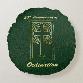 コーディネーショングリーンレザールック50周年 ラウンドクッション