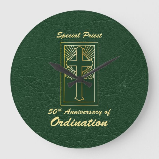 コーディネーションレザールック50周年司祭 ラージ壁時計 (正面)