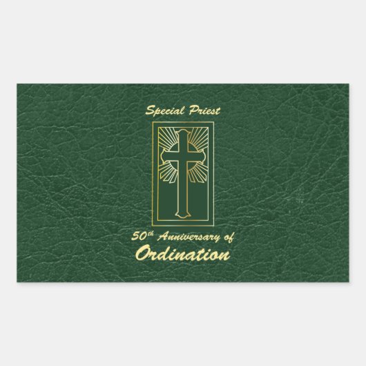 コーディネーションレザールック50周年司祭 長方形シール (正面)