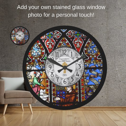 コーディネーション記念日の時計ステンドグラスカスタム ラージ壁時計