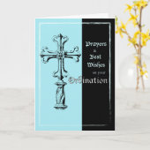 コーディネートおめでとうクロスが青と黒 カード (黄色い花)