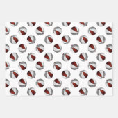 コーディネートされたスポーツギフトマルーングレーバスケットボール ラッピングペーパーシート (正面3)