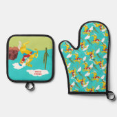 コーディネートウェスタン女性のカーボーイ パーソナライズされた 鍋つかみ&鍋敷きセット (正面)