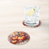 コーディネート感謝祭秋色の花 ラウンドペーパーコースター (インサイチュ)