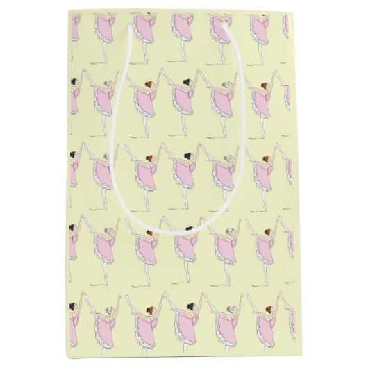 コーディネートPink & Yellow Ballerinaバレエダンス ミディアムペーパーバッグ (正面)