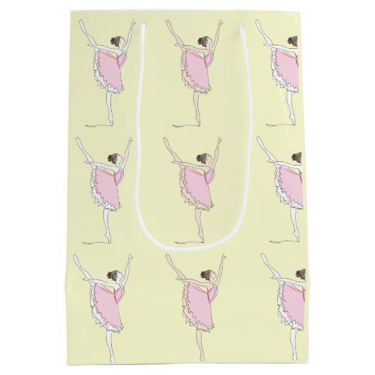 コーディネートPink & Yellow Ballerinaバレエダンス ミディアムペーパーバッグ (裏面)