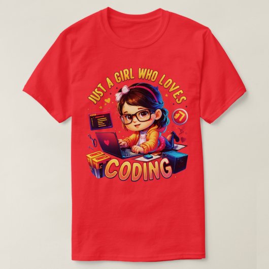 コーディングが大好きな女の子 Tシャツ (デザイン正面)