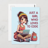コーディングが大好きな少女 ポストカード (正面/裏面)