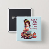 コーディングが大好きな少女 缶バッジ (正面&裏面)