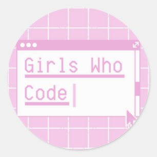コーディングする女の子 ラウンドシール