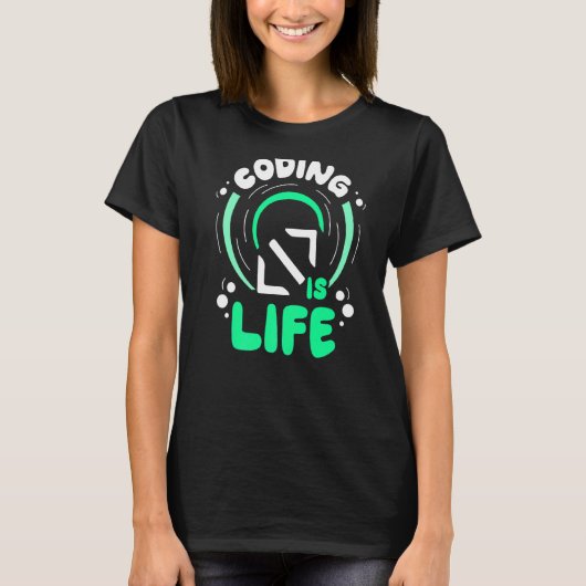 コーディングとはLife Programmer Coderコードことわざ Tシャツ (正面)