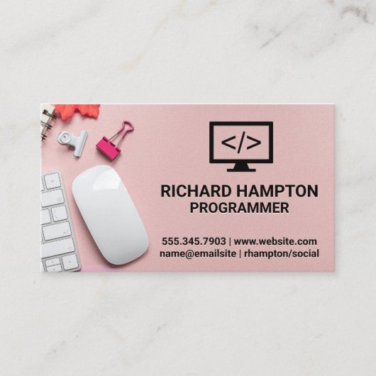 コーディングアイコン | Office宇宙の背景 名刺 (正面)