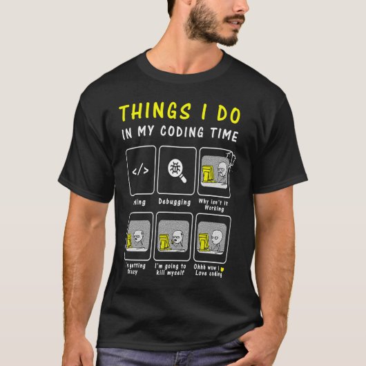 コーディング時間で行うプログラマのコード Tシャツ (正面)