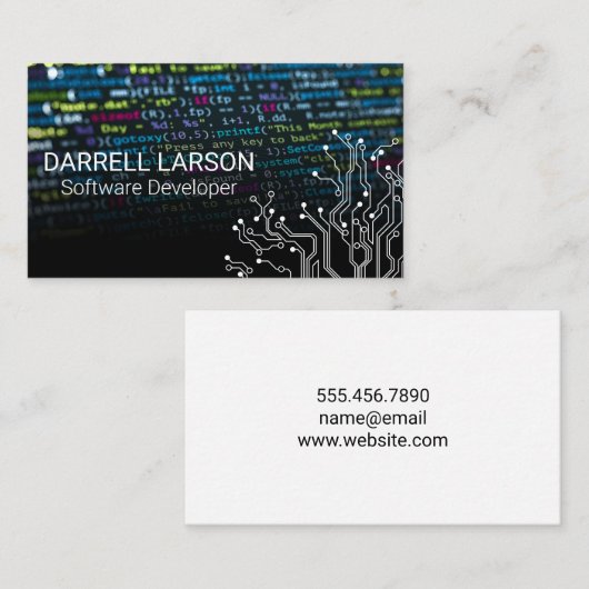 コーディング言語の背景 | テクニカルノードグラフィックス 名刺 (正面/裏面)