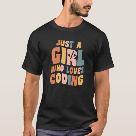 コーディング・コーダ・アパレル・プログラムが大好きな女の子 Tシャツ (正面)