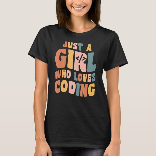 コーディング・コーダ・アパレル・プログラムが大好きな女の子 Tシャツ (正面)