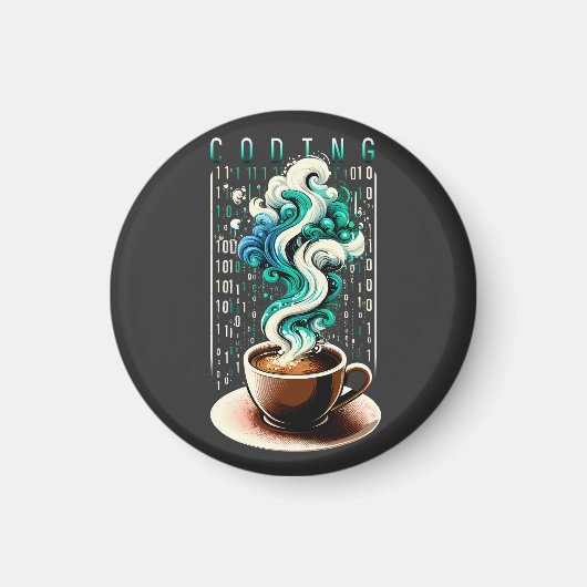 コーディング&コーヒー:テクノロジー愛好家のドリームアート マグネット (正面)