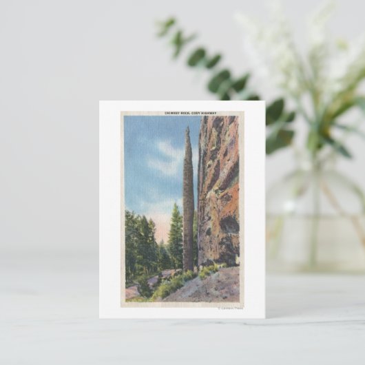 コーディー・ハイウェイのチェムニー・ロック、モンタナ州の景色 ポストカード (スタンド正面)