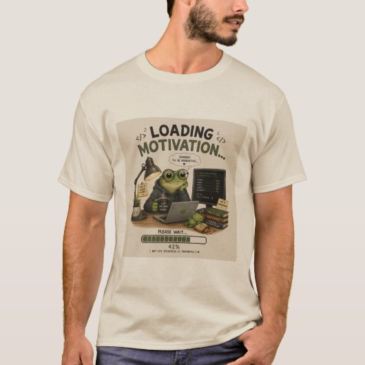 コーディー ローディング モチベーション おもしろ プログラマー Tシャツ (正面)