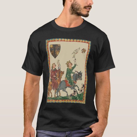 コーデクス・マーネッセ 14世紀の鷹狩り Tシャツ (正面)
