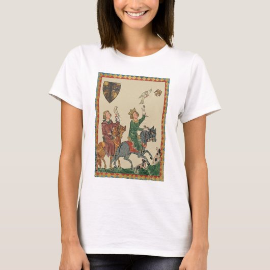 コーデクス・マーネッセ 14世紀の鷹狩り Tシャツ (正面)
