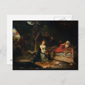 コーデリアとリーア王(キャンバス上に油彩) ポストカード (正面/裏面)