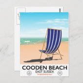コーデンビーチイーストサセックスヴィンテージ旅行ポスター ポストカード (正面/裏面)