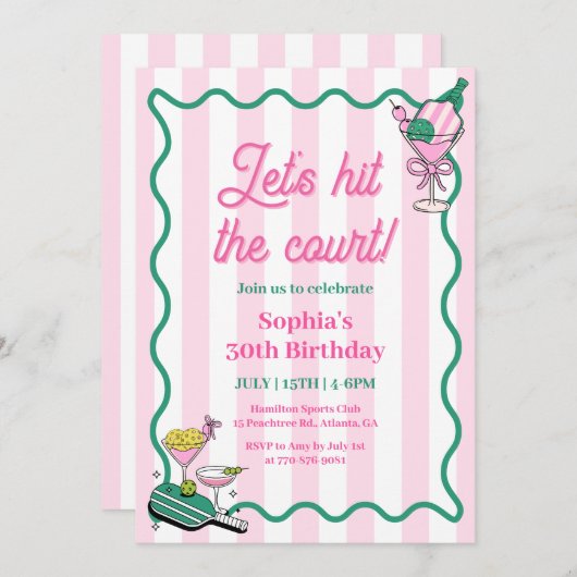 コートのピックボール誕生日を打とう 招待状 (正面/裏面)