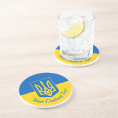 コートの腕との文字を持つウクライナカスタム国旗 コースター (側面)