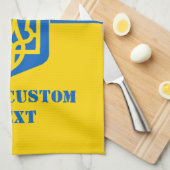 コートの腕と文字付きウクライナ国旗 キッチンタオル (四つ折り)