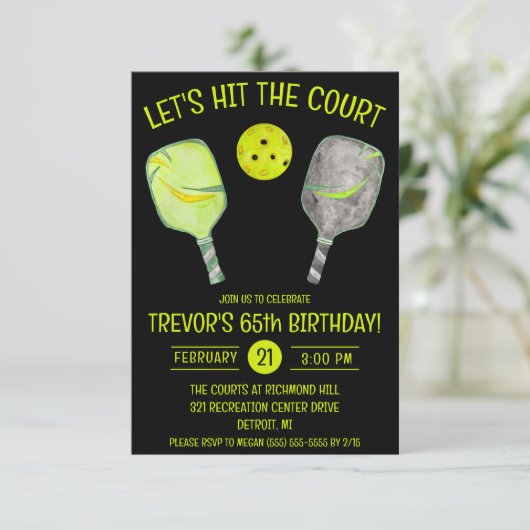 コートを叩こう!ピックボール誕生日パーティー 招待状 (スタンド正面)