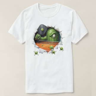 コートを支配する面白いピックルボール生物 Tシャツ